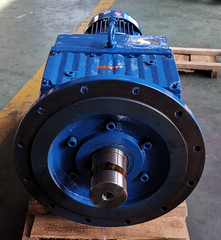 RF137減速機 輸入配電機 輸出軸+法蘭 藍色實物-上海恒點