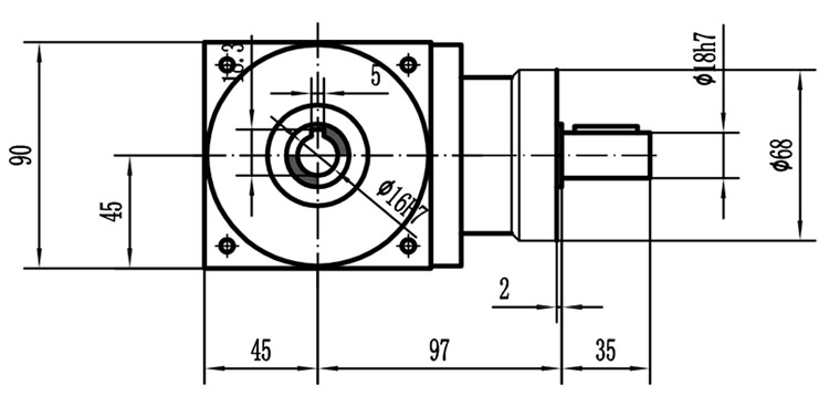 HDA09系列換向器：HDA09-2：1-E外形安裝尺寸圖2